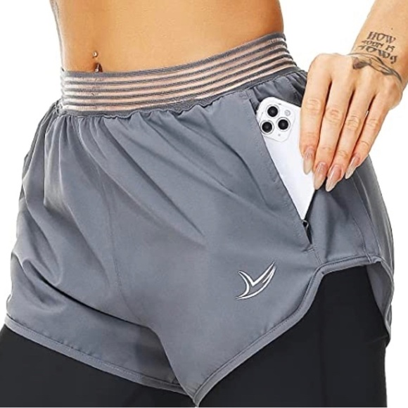 Women's Shorts LUSHENUNI Activewear Dark Gray Shorts Size-M & L NWT - Picture 2 of 4